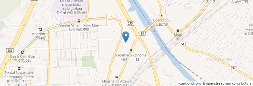 Mapa de ubicacion de もつなべ・焼肉 間茶与詩 en Япония, Мияги, 仙台市, 太白区.