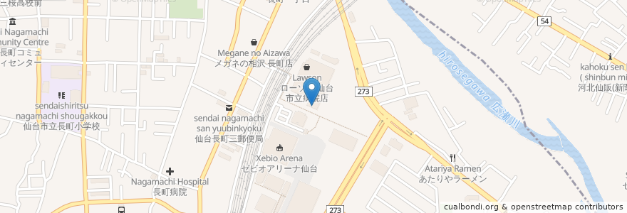 Mapa de ubicacion de 然の膳 仙台市立病院店 en Japon, Préfecture De Miyagi, 仙台市, 太白区.