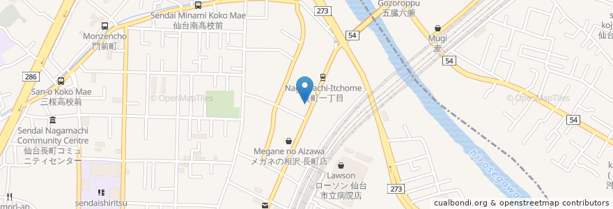 Mapa de ubicacion de 長町病院付属 歯科クリニック en Japão, 宮城県, 仙台市, 太白区.