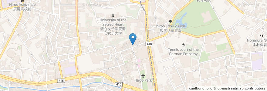 Mapa de ubicacion de turbo modern Asia en Japan, 東京都, 港区, 広尾.