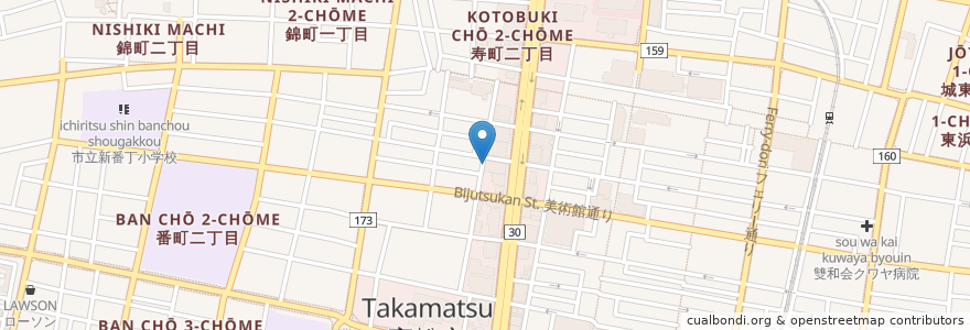 Mapa de ubicacion de イタ飯酒場 サルーテ en Giappone, Prefettura Di Kagawa, 高松市.