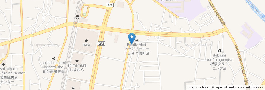 Mapa de ubicacion de ローズマリイ バレエスタジオ en اليابان, 宮城県, 仙台市, 太白区.