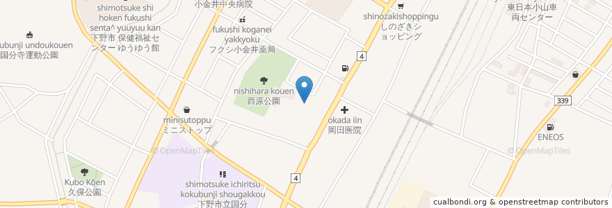Mapa de ubicacion de 金井神社 en 일본, 도치기현, 下野市.