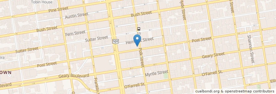 Mapa de ubicacion de Hank's Eats en Amerika Birleşik Devletleri, Kaliforniya, San Francisco, San Francisco.