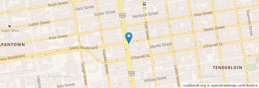 Mapa de ubicacion de Mels Diner en アメリカ合衆国, カリフォルニア州, サンフランシスコ, San Francisco.