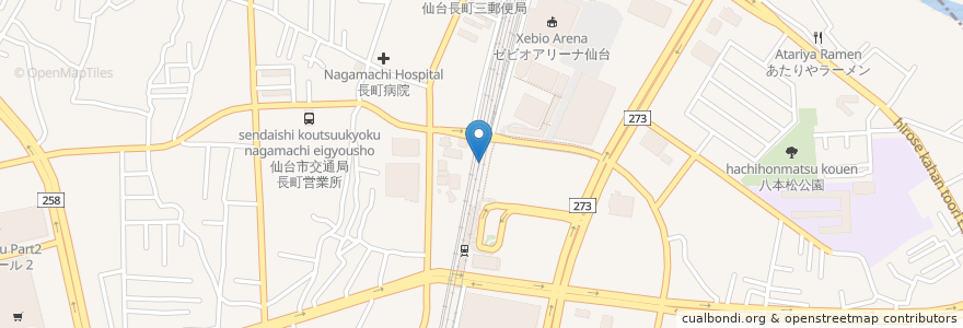 Mapa de ubicacion de ハチ長町店 en Giappone, 宮城県, 仙台市, 太白区.