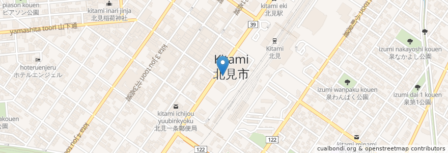 Mapa de ubicacion de なの花薬局 en Jepun, 北海道, オホーツク総合振興局, 北見市.