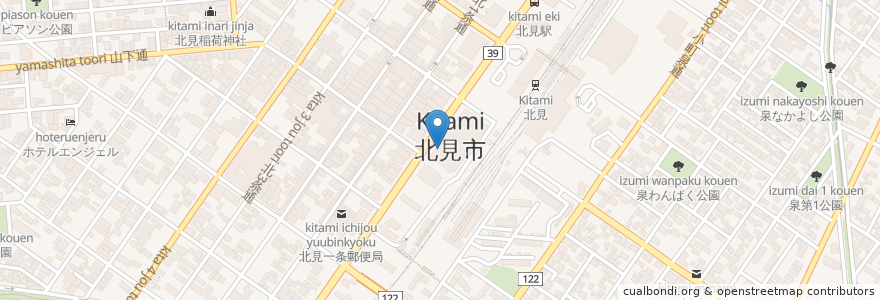 Mapa de ubicacion de 為山堂内科医院 en 日本, 北海道, 鄂霍茨克综合振兴局, 北見市.