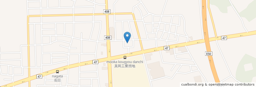 Mapa de ubicacion de KFC en 日本, 栃木県, 真岡市.