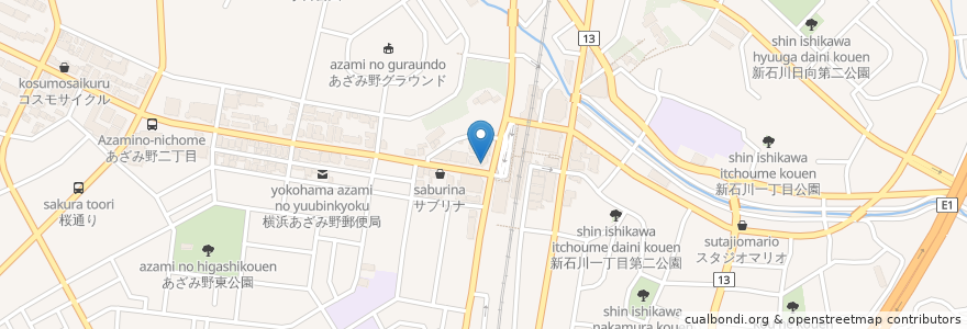 Mapa de ubicacion de アジアン小皿酒家 en 일본, 가나가와현, 요코하마시, 青葉区.