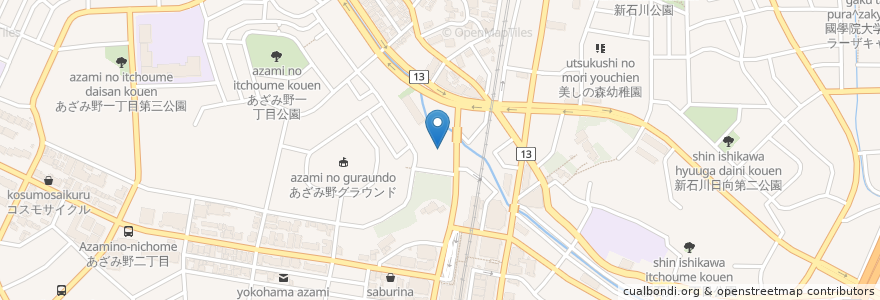 Mapa de ubicacion de タイムズNTKあざみ野ビル en Japan, 神奈川県, Yokohama, 青葉区.
