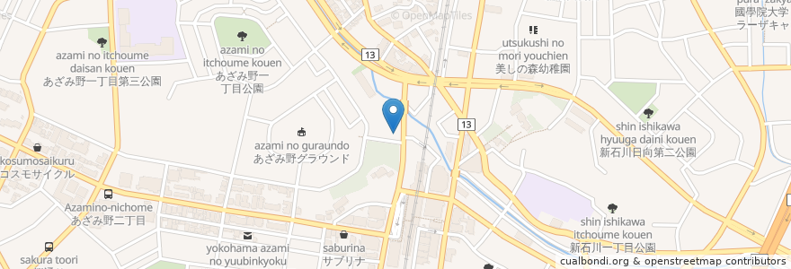 Mapa de ubicacion de 四谷大塚 en Japan, Kanagawa Prefecture, Yokohama, Aoba Ward.