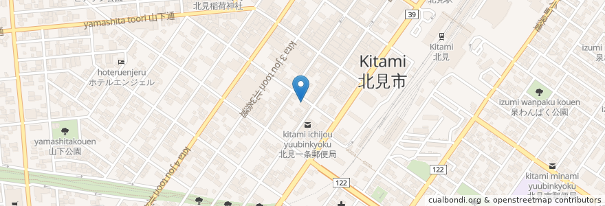 Mapa de ubicacion de なの花薬局 en Япония, Хоккайдо, Округ Охотск, 北見市.