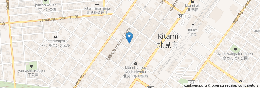 Mapa de ubicacion de 2条調剤薬局 en اليابان, محافظة هوكايدو, オホーツク総合振興局, 北見市.