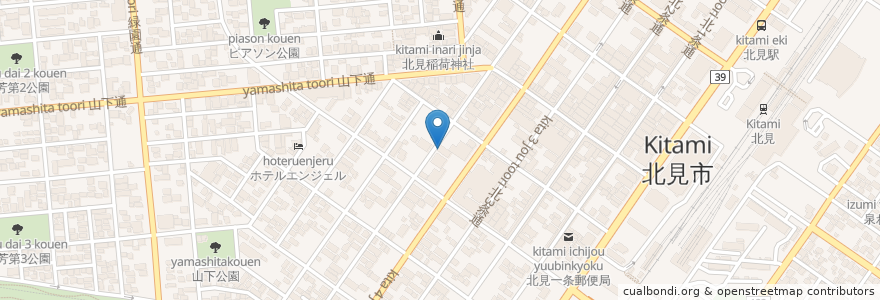 Mapa de ubicacion de ポテト五条薬局 en Japonya, 北海道, オホーツク総合振興局, 北見市.