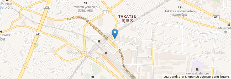 Mapa de ubicacion de 横浜銀行 en 日本, 神奈川縣, 川崎市, 高津区.
