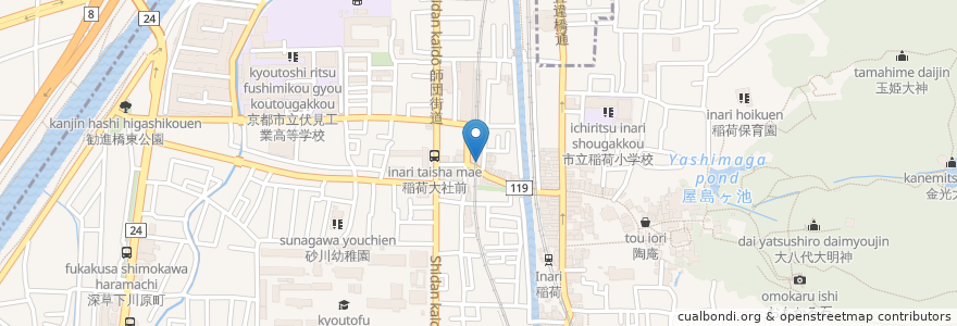 Mapa de ubicacion de 千本いなり en 일본, 교토부, 京都市, 伏見区.