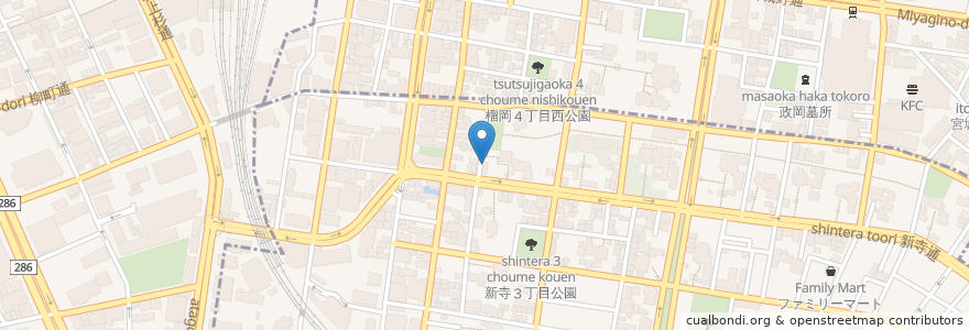 Mapa de ubicacion de 太陽とオリーブ en 日本, 宫城县, 仙台市, 若林区.