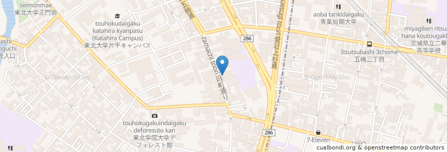 Mapa de ubicacion de MUBA en Japón, Prefectura De Miyagi, 仙台市, 青葉区.