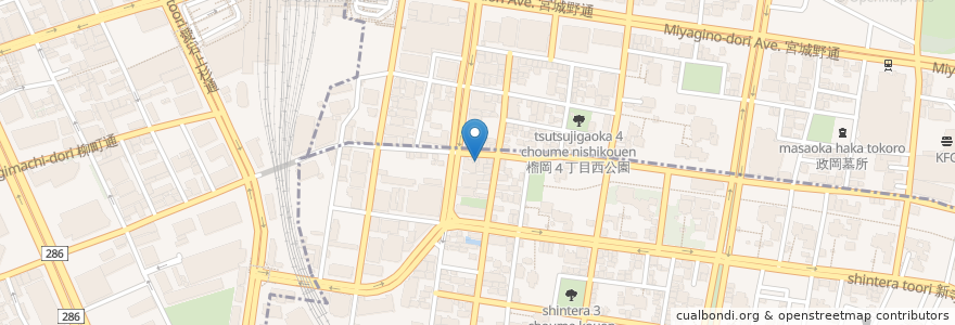 Mapa de ubicacion de Zoom Zoom English en 일본, 미야기현, 仙台市, 青葉区, 若林区.