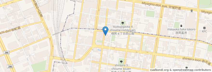 Mapa de ubicacion de 中野泌尿器科医院 en ژاپن, 宮城県, 仙台市, 青葉区, 若林区.