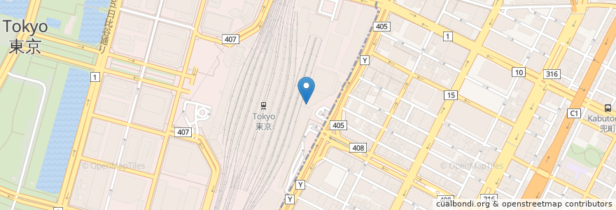 Mapa de ubicacion de Japan Rail Café en Japan, 東京都, 千代田区, 中央区.