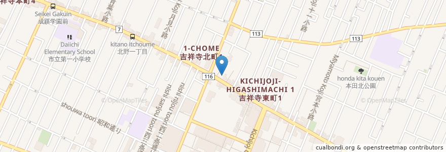 Mapa de ubicacion de 小野耳鼻咽喉科 en Japan, 東京都, 武蔵野市.