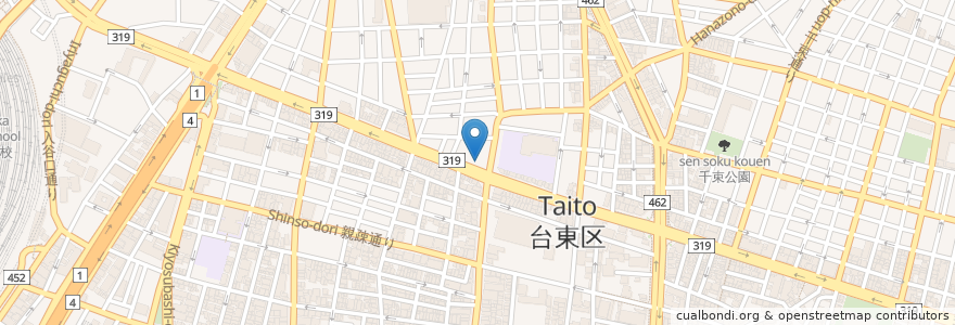 Mapa de ubicacion de ゆらりん上野保育園 en 일본, 도쿄도, 다이토구.
