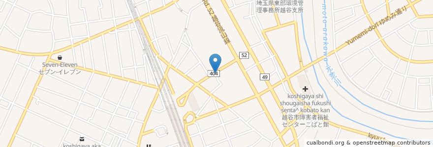 Mapa de ubicacion de ラーメン二郎 en اليابان, 埼玉県, 越谷市.