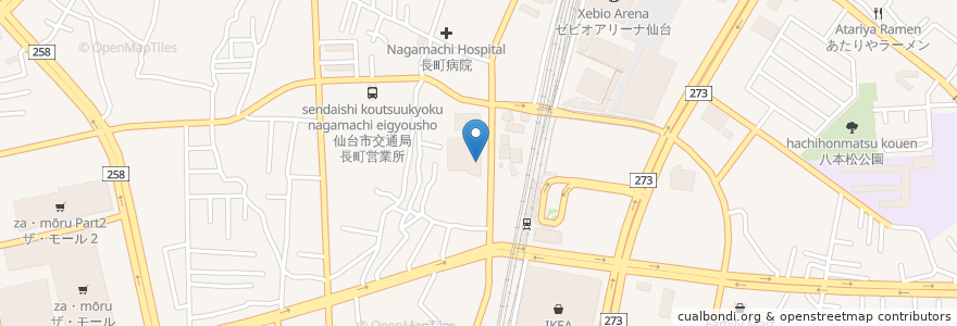 Mapa de ubicacion de 楽楽楽ホール en 日本, 宮城県, 仙台市, 太白区.