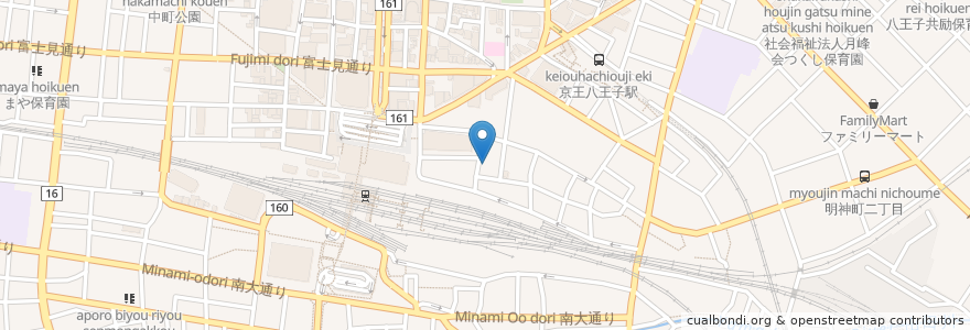 Mapa de ubicacion de 八王子駅東自転車駐車場 en Japonya, 東京都, 八王子市.