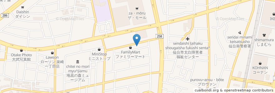 Mapa de ubicacion de 玉沢歯科 en Japonya, 宮城県, 仙台市, 太白区.