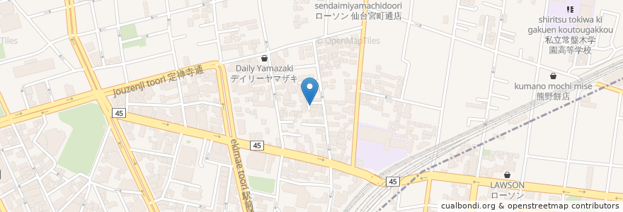 Mapa de ubicacion de ティールーム クランブル en Japão, 宮城県, 仙台市, 青葉区.