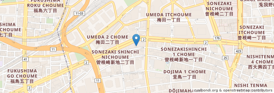 Mapa de ubicacion de 渡邊咖喱 en 일본, 오사카부, 오사카, 기타구.