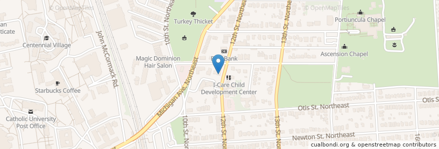 Mapa de ubicacion de Brookland Cafe en 미국, 워싱턴 D.C., 워싱턴.