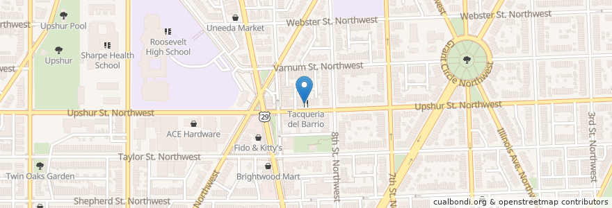 Mapa de ubicacion de Taqueria del Barrio en Estados Unidos De América, Washington D. C., Washington.