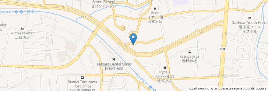 Mapa de ubicacion de やきとり餃子 こだわりや 富沢駅東口店 en Japonya, 宮城県, 仙台市, 太白区.