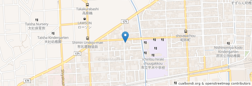Mapa de ubicacion de 長尾歯科 en 日本, 兵庫県, 西宮市.