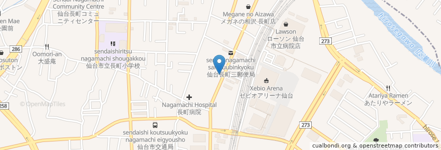 Mapa de ubicacion de 長町遊楽庵 びすた～り en 日本, 宫城县, 仙台市, 太白区.