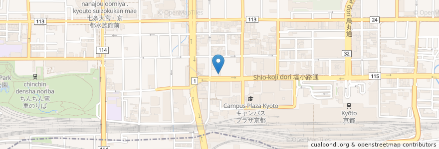Mapa de ubicacion de 伊晃庵 en Japonya, 京都府, 京都市, 下京区.