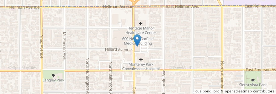 Mapa de ubicacion de 500 North Garfield Medical Building en 美利坚合众国/美利堅合眾國, 加利福尼亚州/加利福尼亞州, 洛杉矶县, Monterey Park.