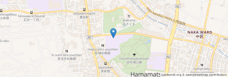 Mapa de ubicacion de 浜松市立中部小学校 en ژاپن, 静岡県, 浜松市, 中区.