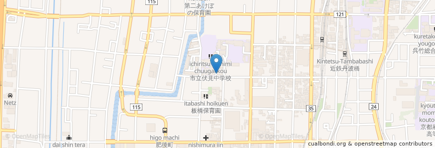 Mapa de ubicacion de バスカー・ミュージック en Japonya, 京都府, 京都市, 伏見区.