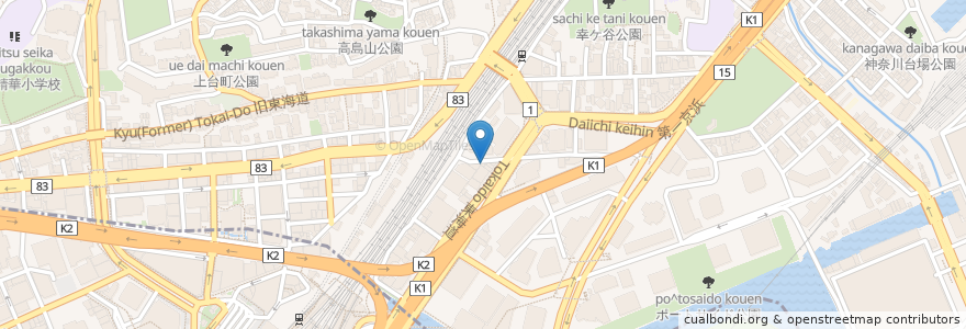 Mapa de ubicacion de ビストロボンノ en اليابان, كاناغاوا, 横浜市, 神奈川区.