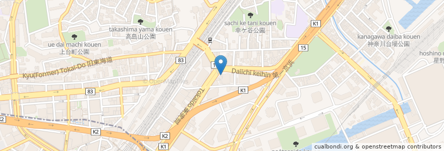 Mapa de ubicacion de 味奈登庵　青木橋店 en Japan, Präfektur Kanagawa, Yokohama, 神奈川区.