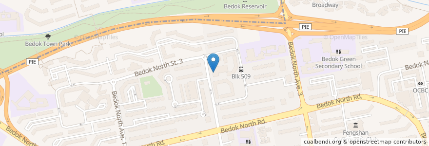 Mapa de ubicacion de Bedok 511 Food Centre en Singapura, Southeast.