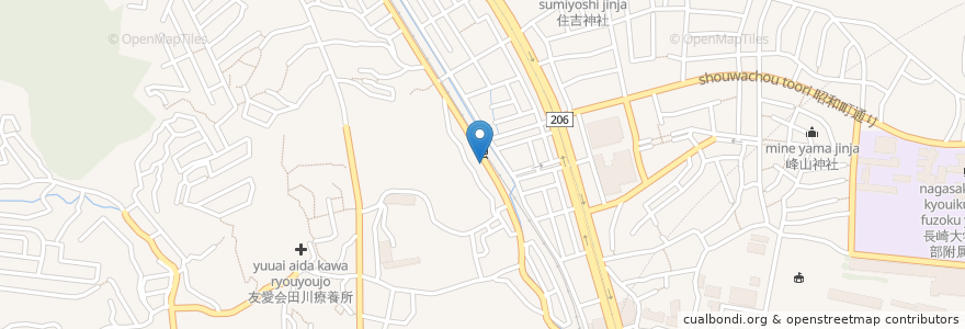 Mapa de ubicacion de 音無ラーメン en ژاپن, 長崎県, 長崎市.
