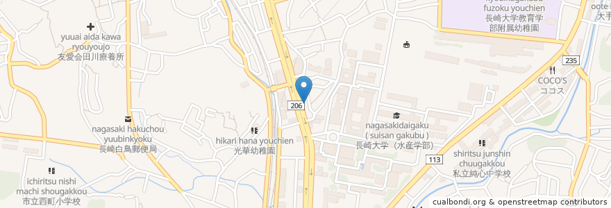 Mapa de ubicacion de すき家 en Giappone, Prefettura Di Nagasaki, 長崎市.