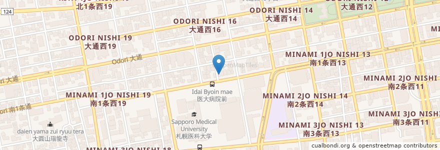 Mapa de ubicacion de 日本調剤 en Japonya, 北海道, 石狩振興局, 札幌市, 中央区.