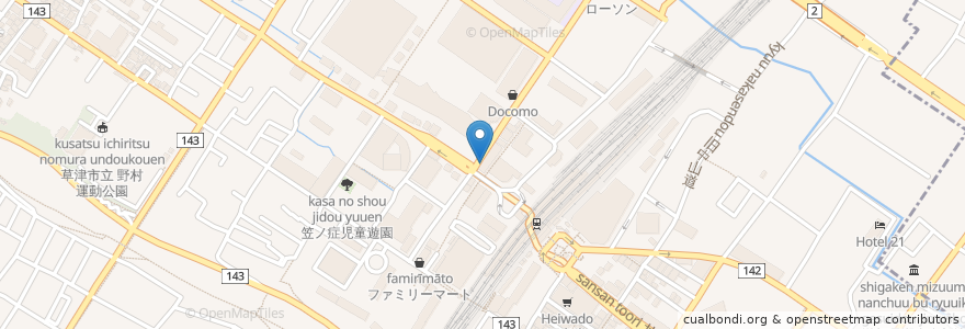 Mapa de ubicacion de ＧＵＲＵＧＵＲＵ en 日本, 滋賀県, 草津市.